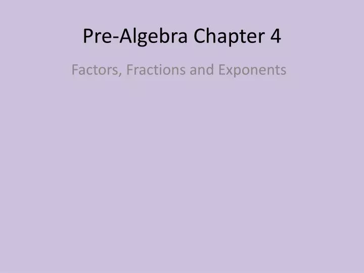pre algebra chapter 4