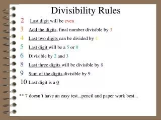 divisibility rules