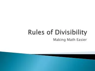 Rules of Divisibility