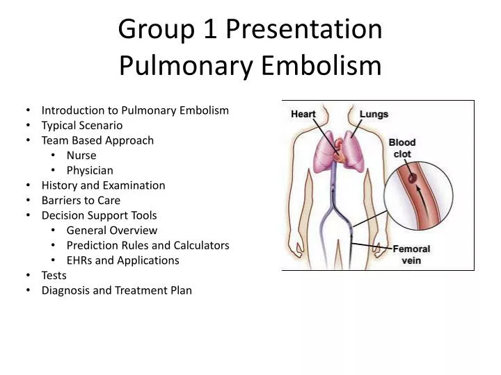 group 1 presentation pulmonary embolism