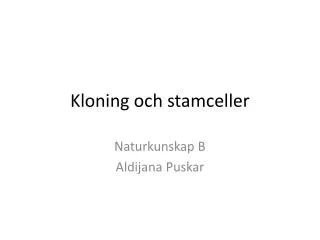 kloning och stamceller
