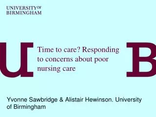 Time to care? Responding to concerns about poor nursing care