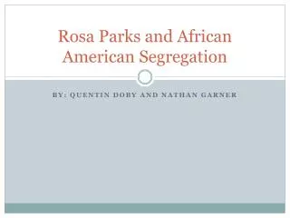 Rosa Parks and African American Segregation