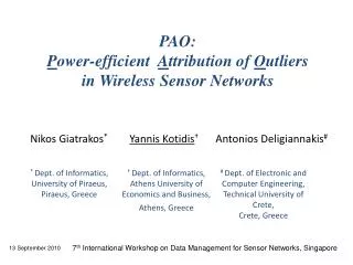PAO: P ower-efficient A ttribution of O utliers in Wireless Sensor Networks