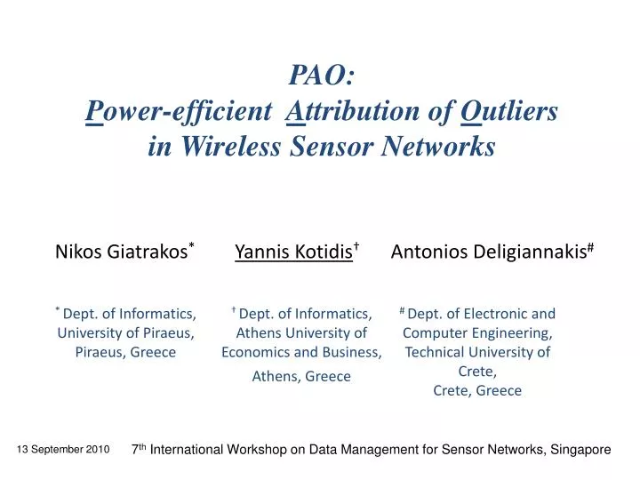 pao p ower efficient a ttribution of o utliers in wireless sensor networks