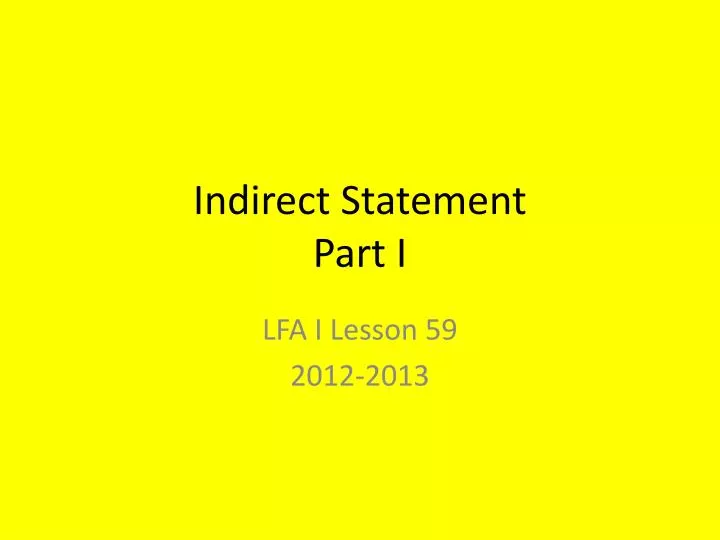indirect statement part i