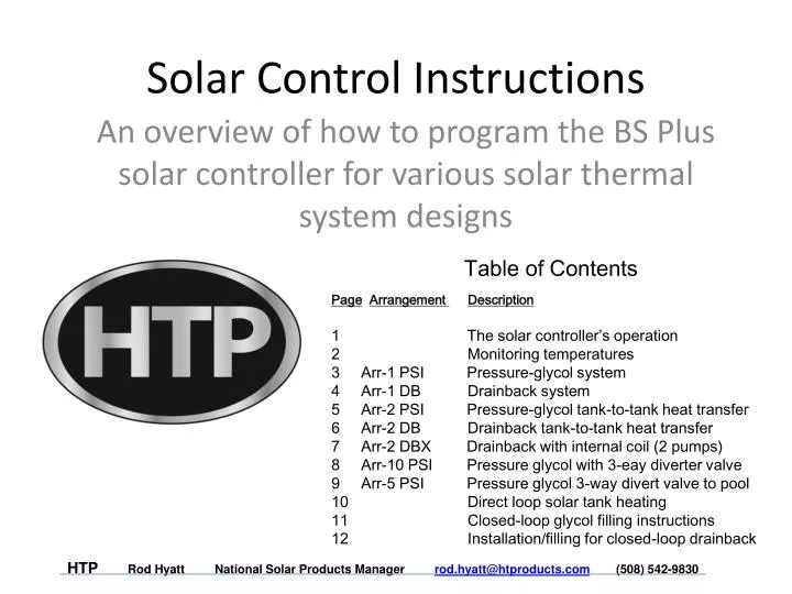 solar control instructions