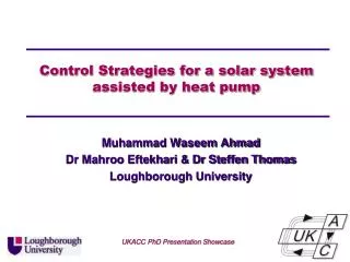 Control Strategies for a solar system assisted by heat pump