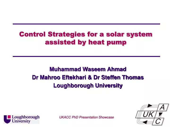 control strategies for a solar system assisted by heat pump