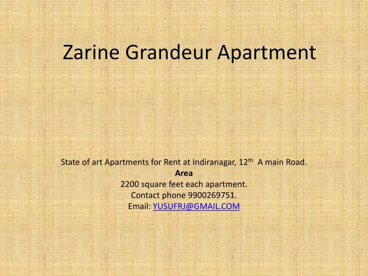 zarine grandeur apartment