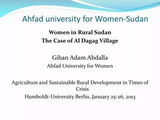Ahfad university for Women-Sudan