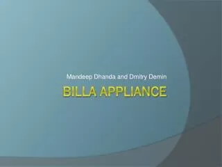 Billa appliance