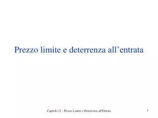 prezzo limite e deterrenza all entrata