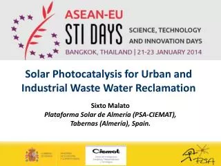 Solar Photocatalysis for Urban and Industrial Waste Water Reclamation
