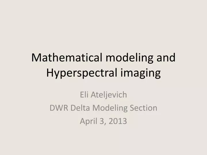 mathematical modeling and hyperspectral imaging