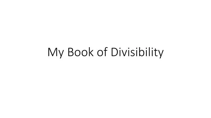 my book of divisibility