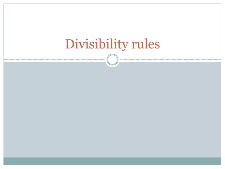 divisibility rules