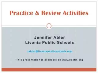 Practice &amp; Review Activities