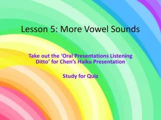 Lesson 5: More Vowel Sounds