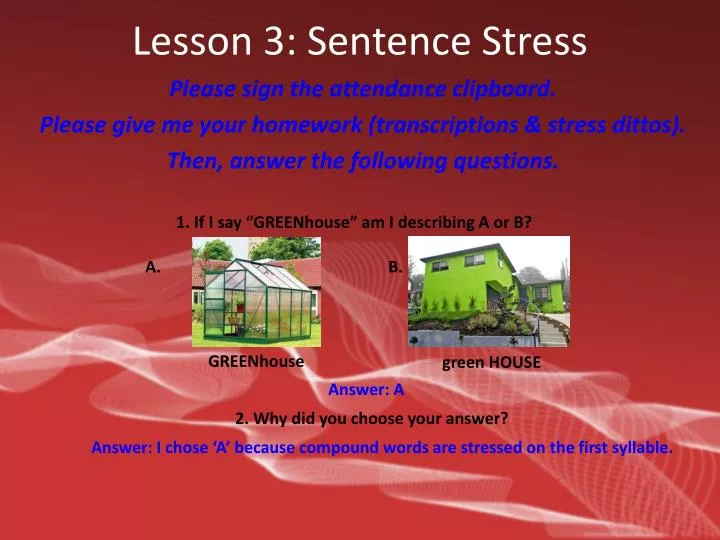 lesson 3 sentence stress
