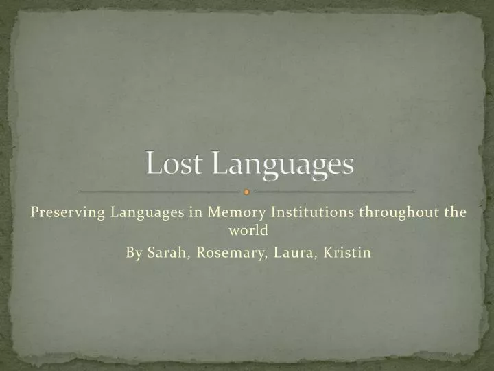 lost languages