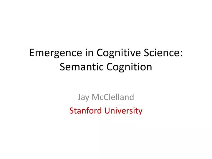 emergence in cognitive science semantic cognition