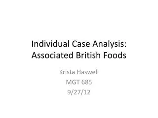 Individual Case Analysis: Associated British Foods