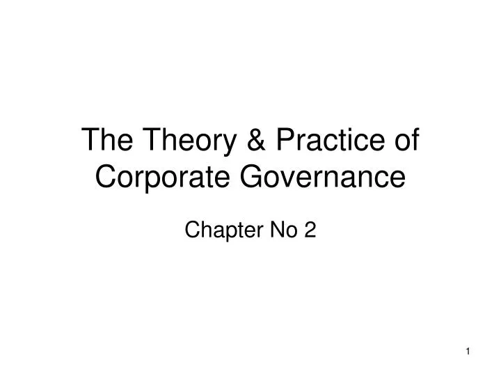 the theory practice of corporate governance