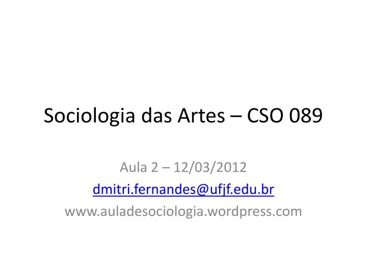 sociologia das artes cso 089