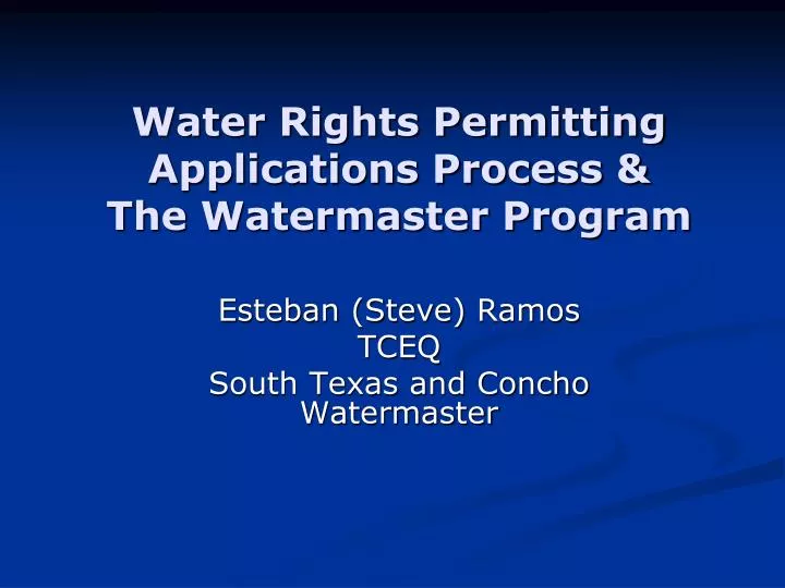 water rights permitting applications process the watermaster program