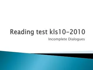 Reading test kls10-2010