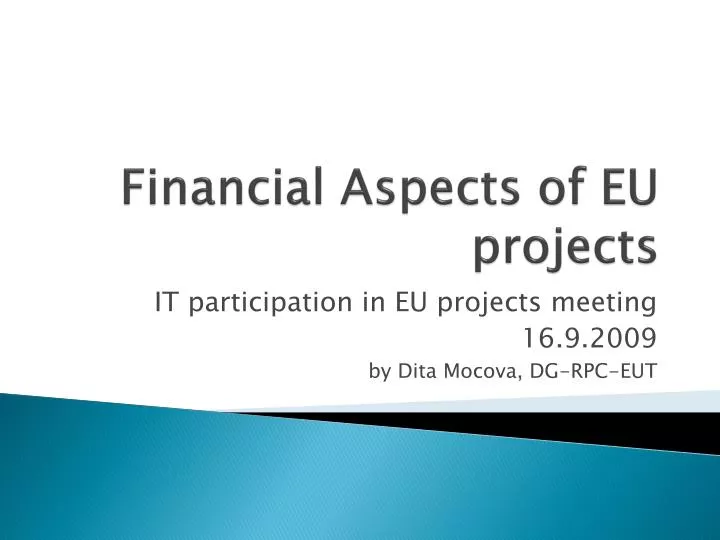 financial aspects of eu projects