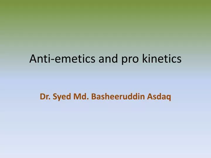 anti emetics and pro kinetics