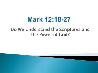Mark 12:18-27