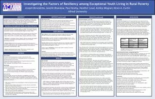 Investigating the Factors of Resiliency among Exceptional Youth Living in Rural Poverty