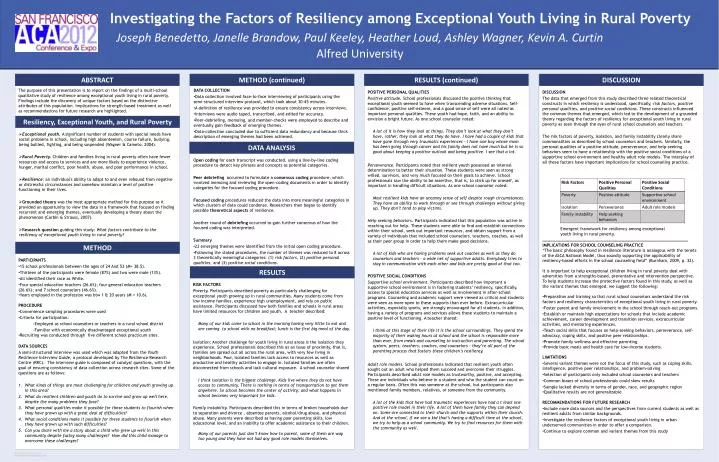 investigating the factors of resiliency among exceptional youth living in rural poverty