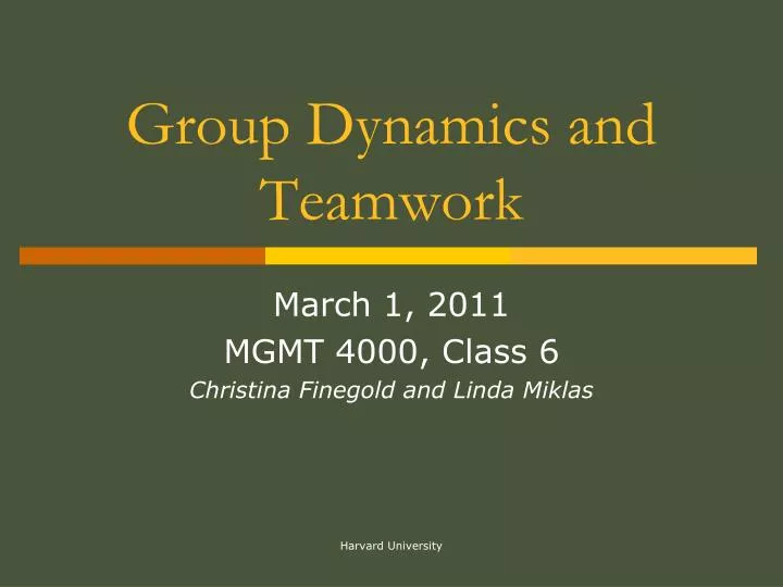 group dynamics and teamwork