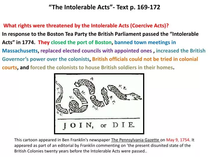 the intolerable acts text p 169 172