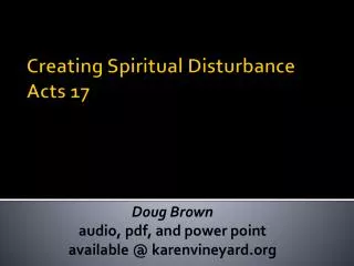 Creating Spiritual Disturbance Acts 17