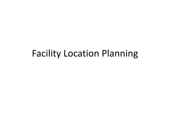 facility location planning