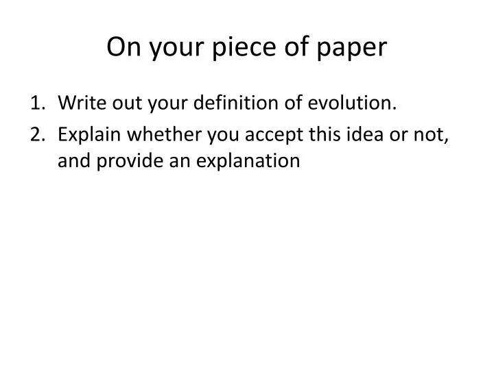 on your piece of paper