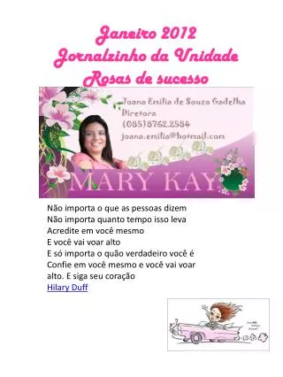 Janeiro 2012 Jornalzinho da Unidade Rosas de sucesso
