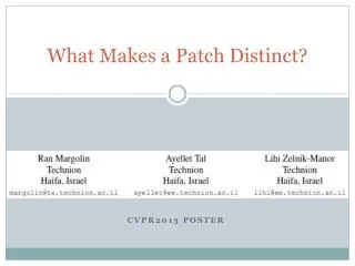 What Makes a Patch Distinct?