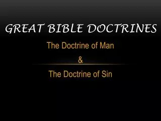 Great Bible Doctrines