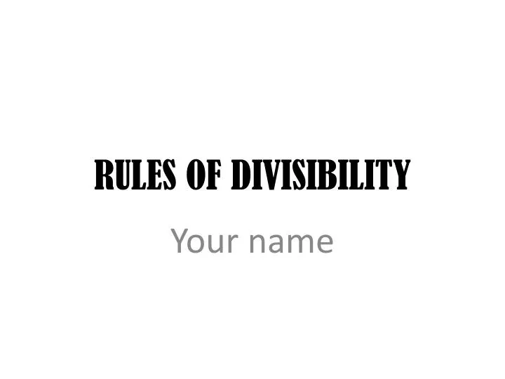 rules of divisibility
