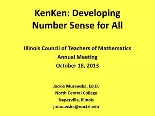 KenKen: Developing Number Sense for All