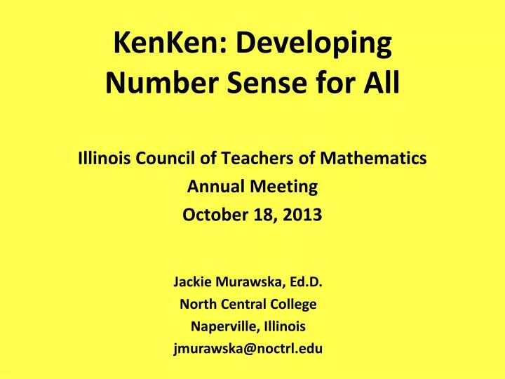 kenken developing number sense for all