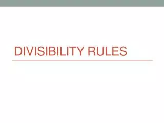 Divisibility RUles