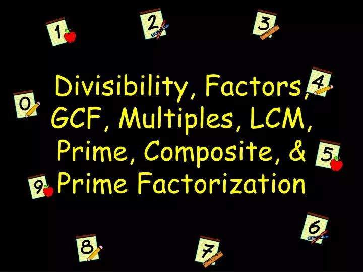 divisibility factors gcf multiples lcm prime composite prime factorization