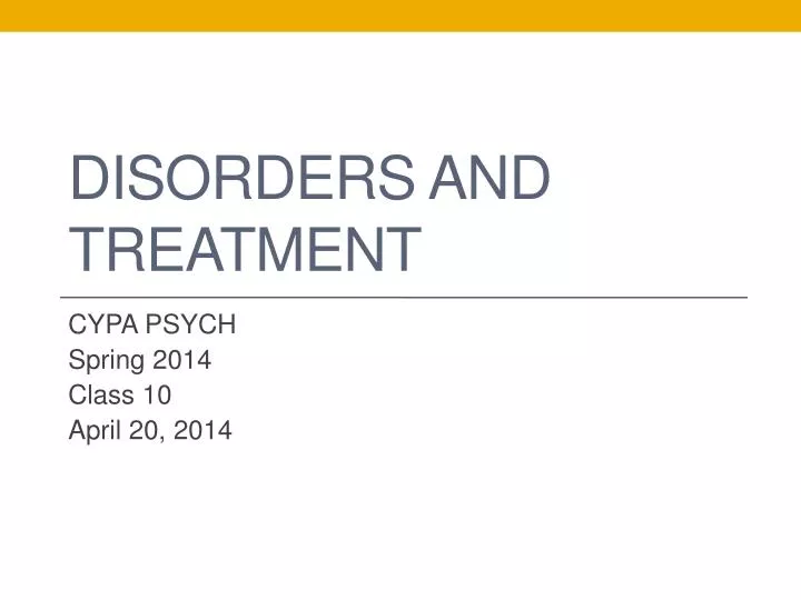 disorders and treatment